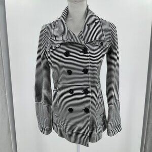 Hurley Black and White horizontal stripe High Colar button jacket size S